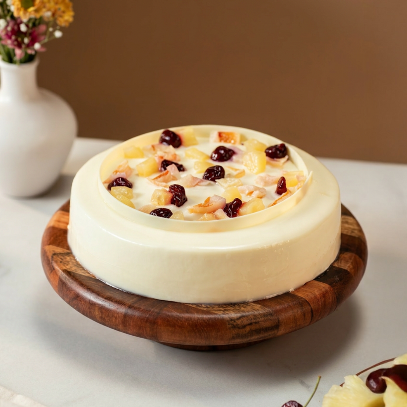 Pineapple, Lychee and Cherry Cake (Eggless) – Amintiri