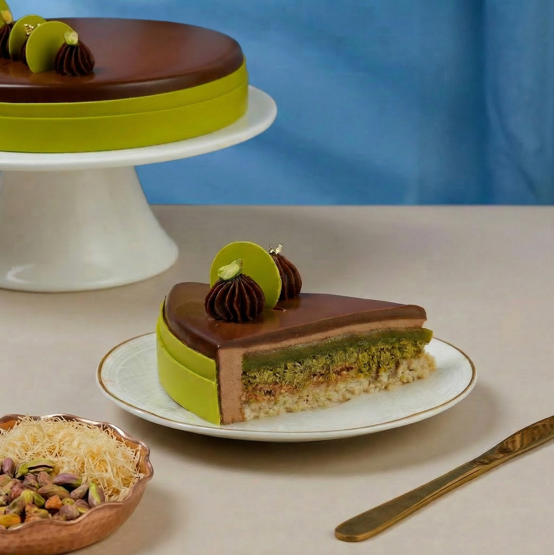 Chocolate pistachio and Kunafa