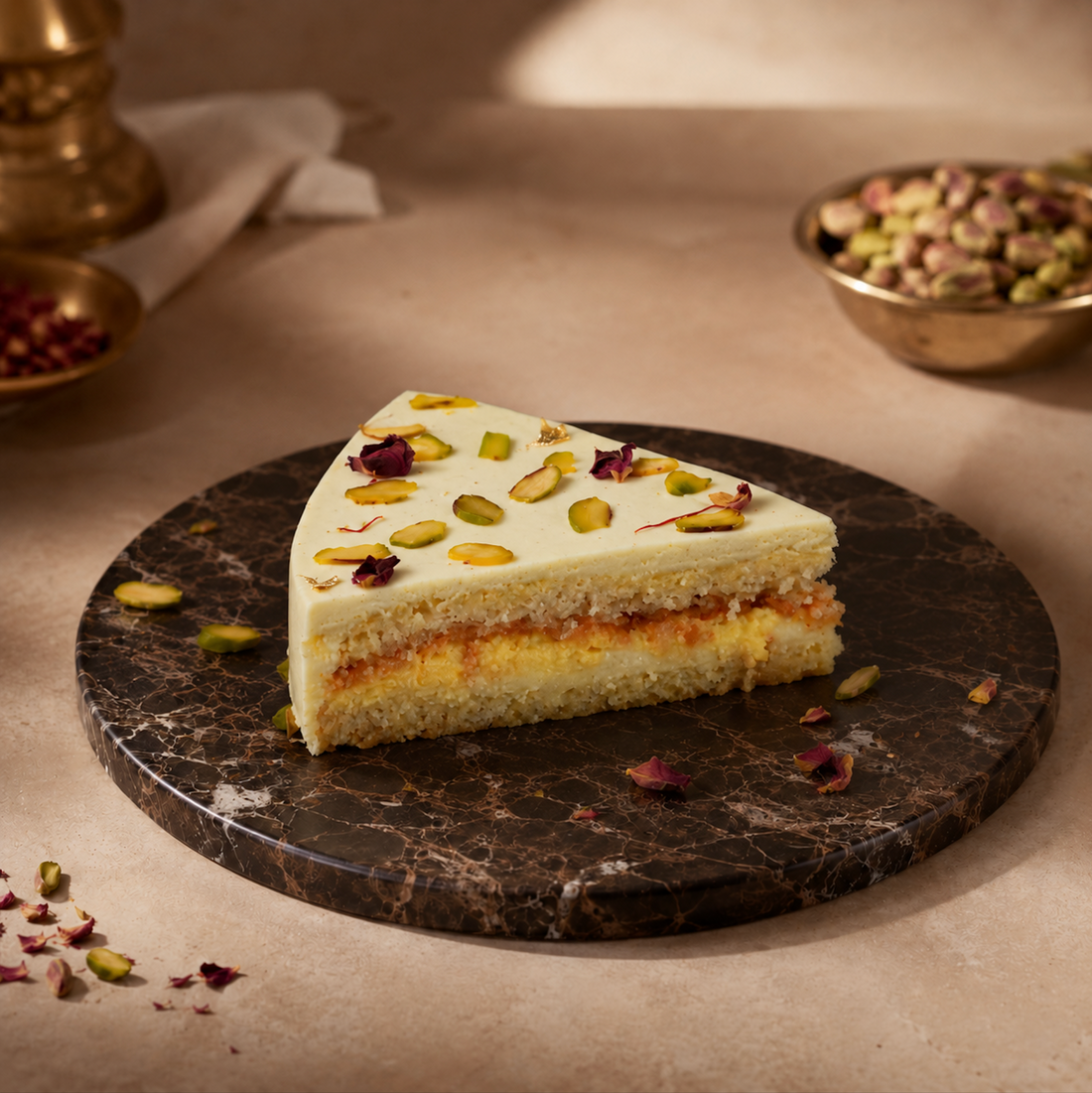 Saffron Rasmalai Cake (Eggless)