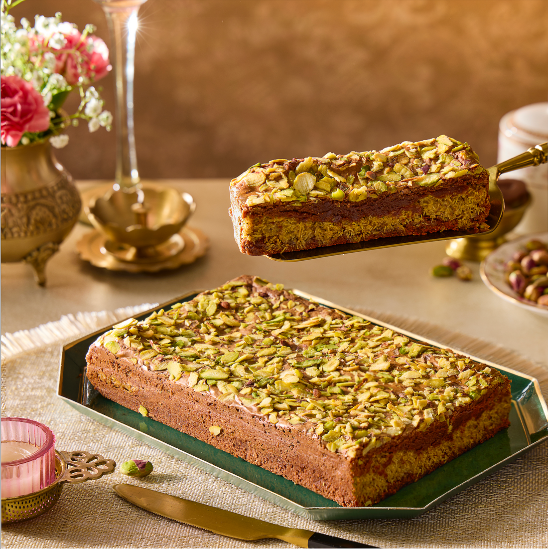 Pistachio Kunafa Brownie